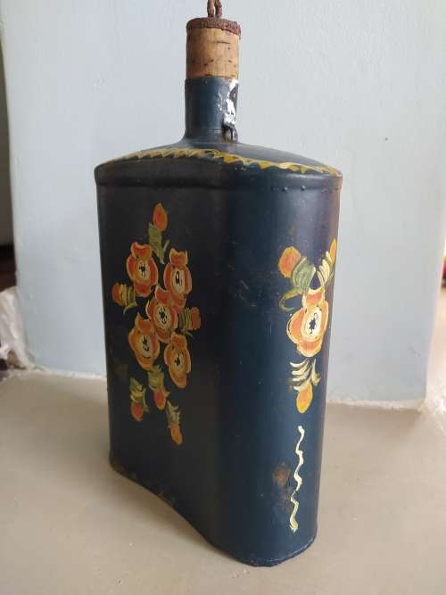 STUNNING! Enamel military water bottle with trench art?